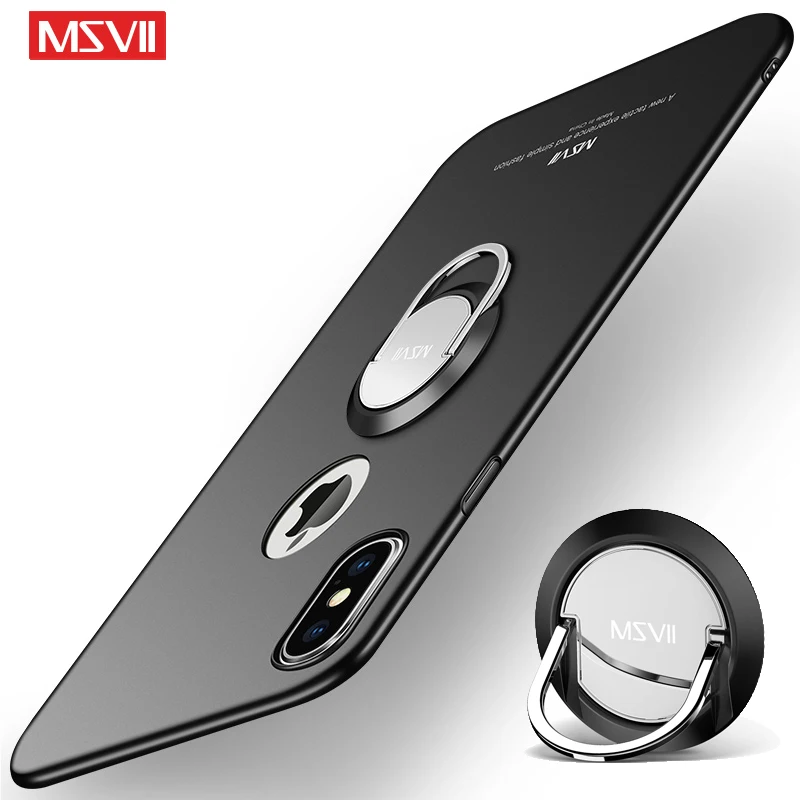 Фото Чехол MSVII для Apple iPhone X XS XR, чехол на палец, роскошный кожаный чехол для iPhoneX, чехол с магнитным держателем для iPhone XS Max №2