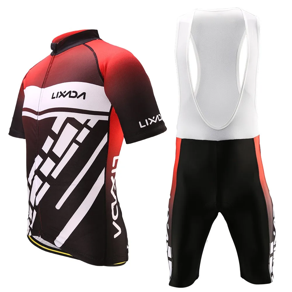 Men's Cycling Clothes Set Quick Dry Short Sleeve Bicycle Jersey Shirt Tops 3D Cushion Padded Riding Bib Shorts Tights Pants | Спорт и