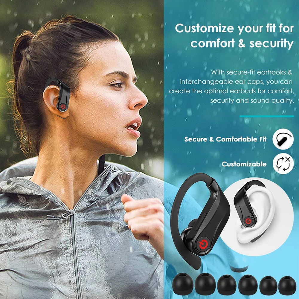 Q62 TWS Earphone bluetooth 5.0 Wireless Headset HiFi Waterproof Handsfree Earbud Power Display Smart Touch Bilateral Call Earbuds 950mAh Charging Box Portable Power Bank Charger for Smart Phone