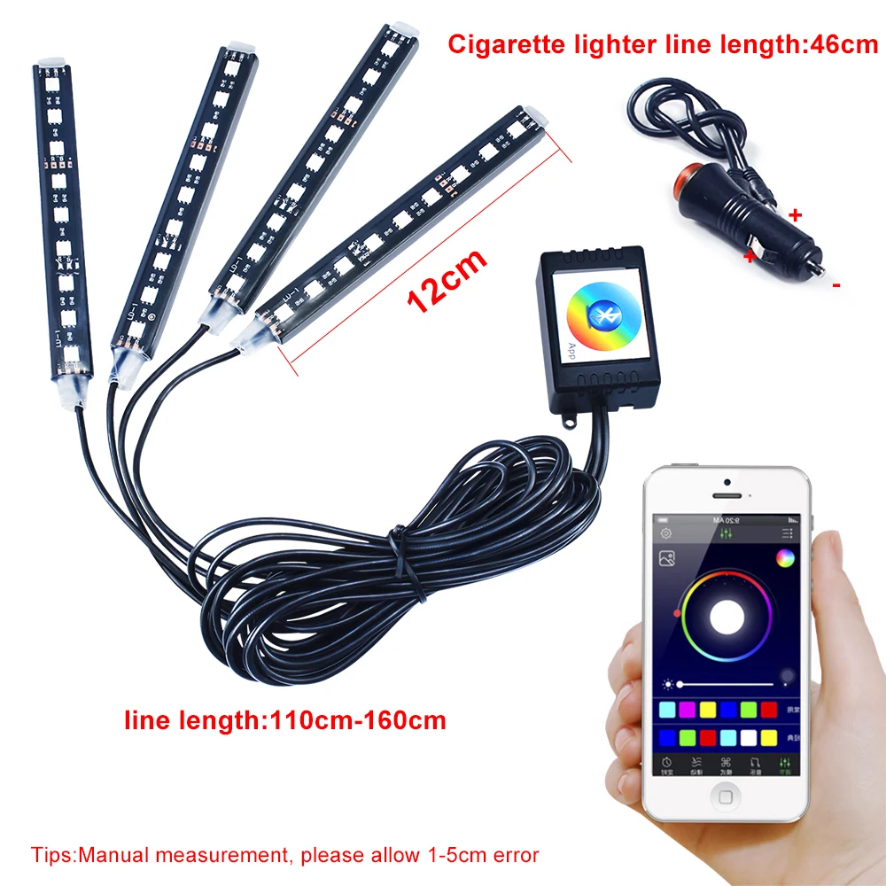 4 IN 1 Motorcycle LED Atmosphere Strips Light Android IOS App Control RGB Decorative Romantic LED Lights Universal