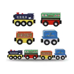 12 шт./компл. деревянный магнитный поезд трек игрушка локомотив карета модель детского подарка K4UE