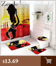 Zeegle Printed Puppy Bath Mat Set Toilet Entrance Rug Shower Curtain Set with Hooks Modern Rug Pedestal Rug Lid Toilet Cover Mat