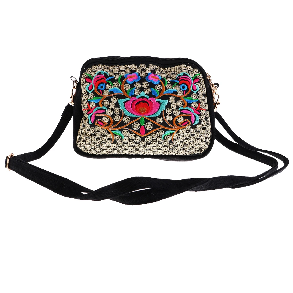 Vintage Embroidery Women Handbag Wood Beads Travel Shoulder Bag 19x14cm #1
