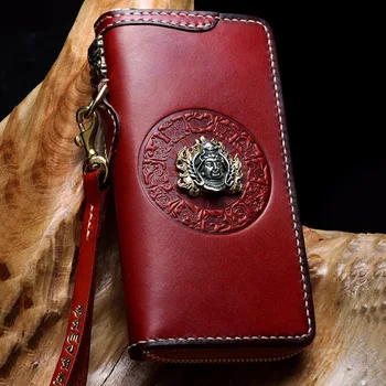 

Brand high-end original handmade three-dimensional embossed men's wallet first layer leather gossip personality women wallets