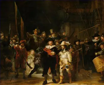 

4 Hand Painted Art Paintings by College Teachers - The Nightwatch Rembrandt van Rijn famous Night Watch- Oil Painting on Canvas
