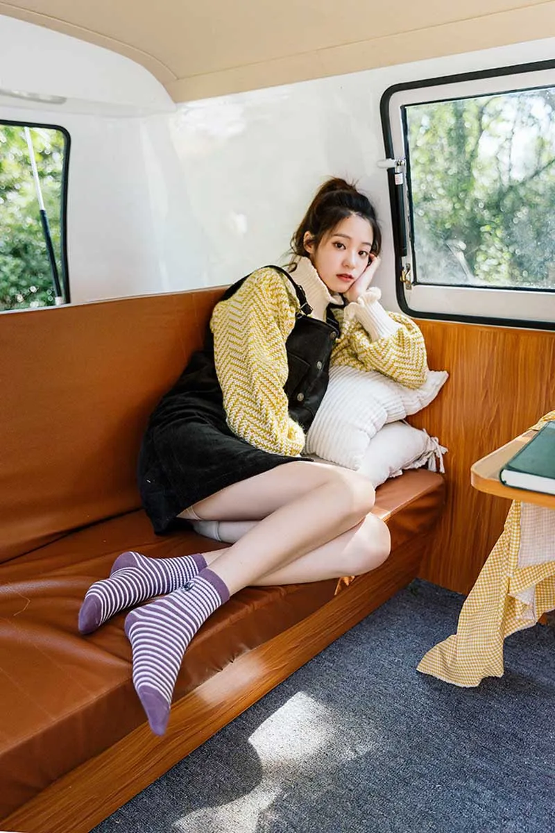 Забавные носки в полоску с вышивкой животных Harajuku корейские милые носки женские Divertidos креативный стиль колледжа Sokken женские носки