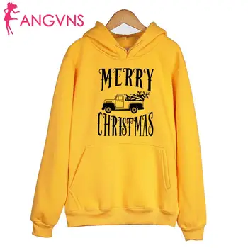 

Women Drawstring Sweatshirt Long Sleeve Hooded Christmas Pullover Casual With Autumn, Winter Pockets Print