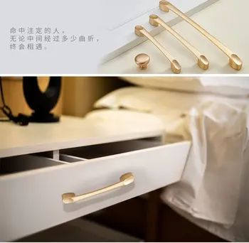 Champagne Gold Door Handles Aluminum alloy Cabinet Handle Drawer Knobs Wardrobe Pulls Kitchen Handle Furniture Hardware