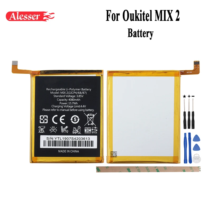 Alesser для Oukitel MIX 2 батарея 4080 мАч 100% Новый Сменный аксессуар Аккумуляторы сотового