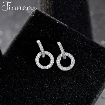 

JIANERY Korean Silver Color Crystal Circle Earrings For Women Christmas Gift Jewelry Brincos Aretes