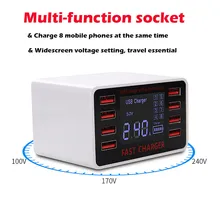 Покупке Мульти USB 8-Порты и разъёмы смарт-устройство для быстрой Зарядное устройство 3,0 Тип usb C Порты и разъёмы с светодиодный DisplayMobile телефон беспроводной зарядки для наружных осветительных приборов