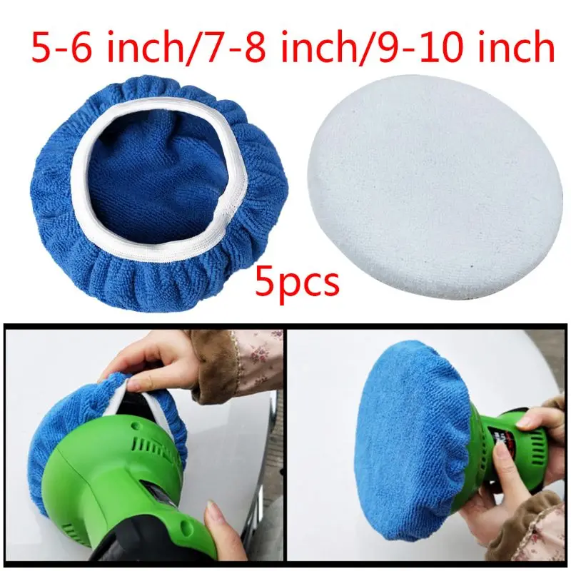 

5pcs Polishing Bonnet Buffer Pad Microfiber Bonnet Car Polisher Pad Cover