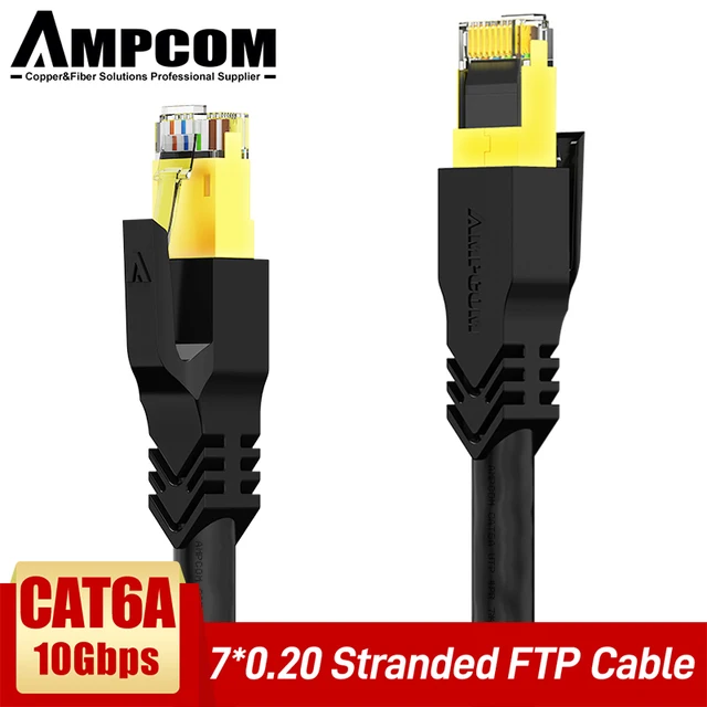 AMPCOM CAT6A Ethernet Cable 10Gbps RJ45 LAN Network Cable, High Speed Gaming UTP Patch 24AWG Strand Wire for Computer, PS5, Xbox SFTP Black