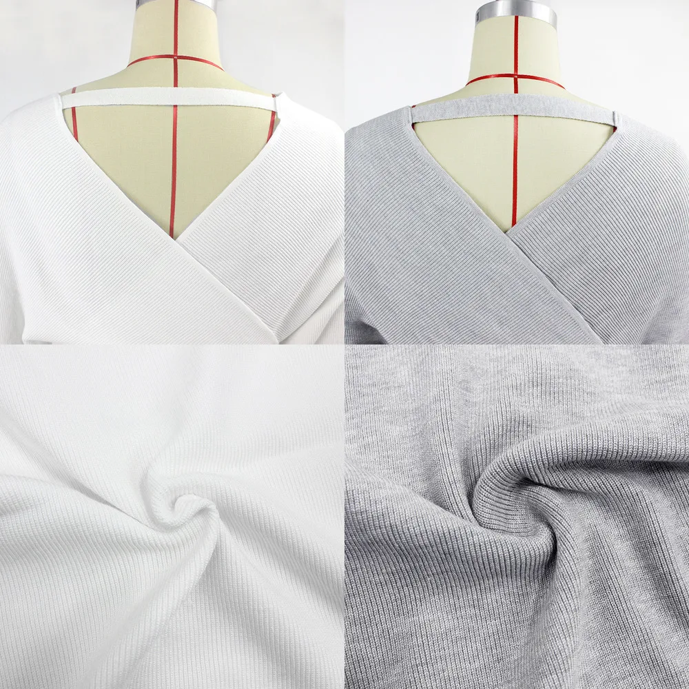 Thereadict белый вязаный костюм комплект из двух предметов короткий топ и юбка осень зима свитер женский комплект 2 шт. V образным вырезом женские наряды