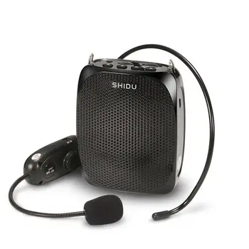 

SHIDU 10W UHF Wireless Voice Amplifier with Headset Waist Neck Band Belt Clip Support Recording TF Card MP3 Format Audio U disk