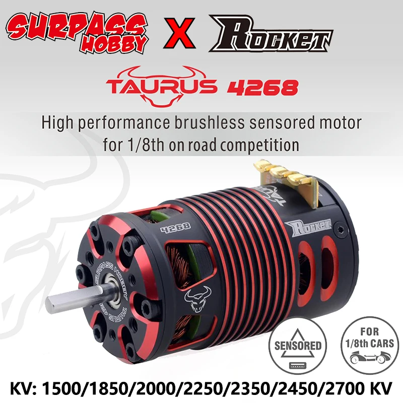 

Surpass Hobby Rocket 4274 4268 V2 Sensored Brushless Motor 1400/1950/2450KV For 1/8 Rc Car Scale 4WD Electric Monster Off-Road