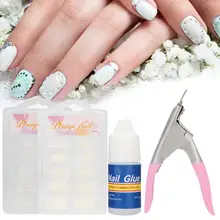 Маникюр 100 шт Профессиональные натуральные белые акриловые накладные ногти искусство Советы Клей резка набор инструментов маникюрный набор