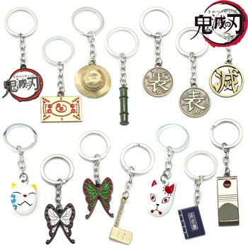 

Anime Demon Slayer Kimetsu no Yaiba Keychain Cartoon Kamado Tanjirou Metal Pendant Nezuko Kochou Key Chain Men Keyrings llaveros