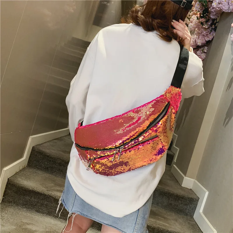 

The new spring 2019 fashion sequins oversized capacity oblique span package multifunctional women's bag