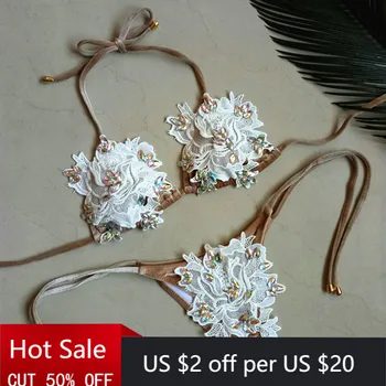 

Hot Sale In 2020 New Style Swimsuit Hot Bikini Crystal Buckle Bikini Lace Strap Swimsuit Sexy Women's Swimsuit Pink Secret Top
