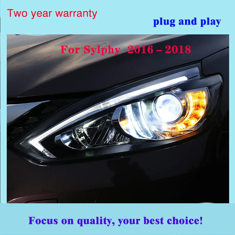 Автомобильный Стайлинг для Nissan Sylphy фары- Sentra светодиодный фонарь светодиодный DRL Биксеноновые линзы Высокий Низкий Луч