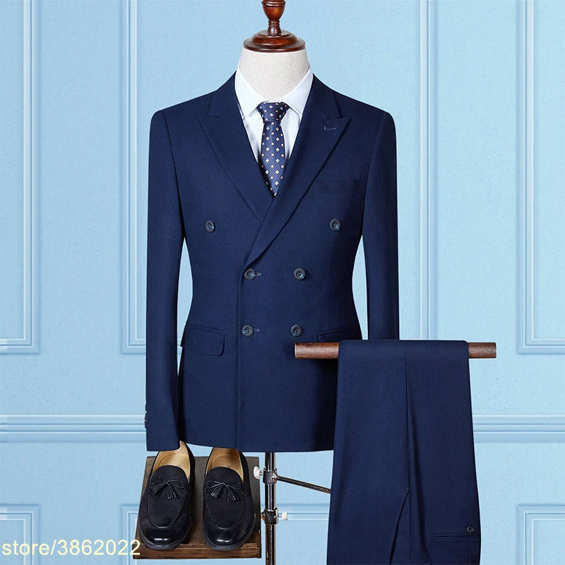 

Custom made mens classic suits double breasted brand slim fit casual male suits 3 pieces (jacket+pant+vest) 7XL 8XL 9XL 10XL