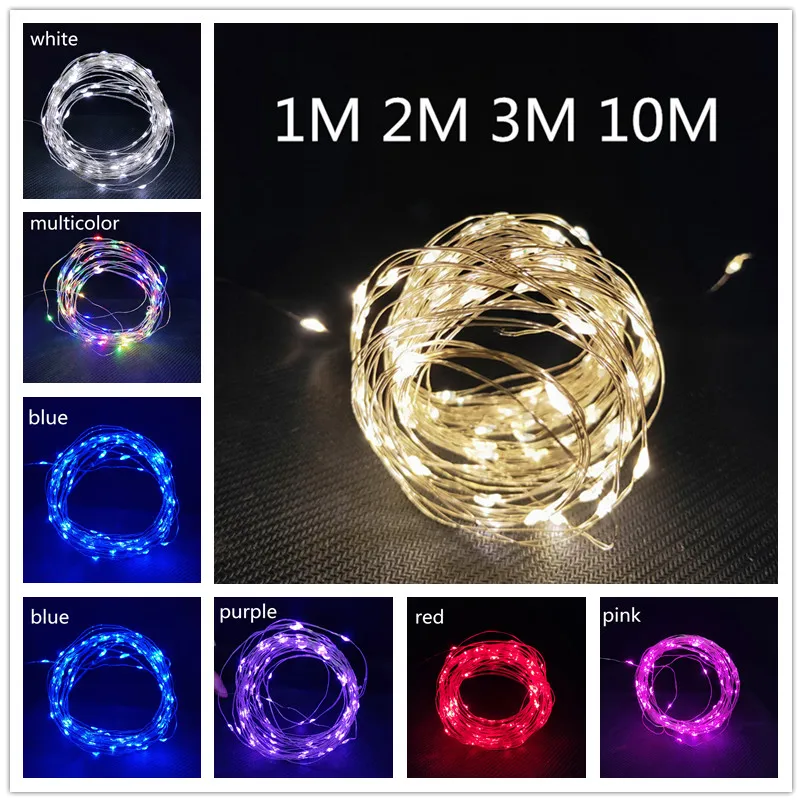 1/2/5/10M Led Lights Decoration Garland Copper Wire LED String Lamp Fairy Lights Indoor New Year Christmas Decorations for Home