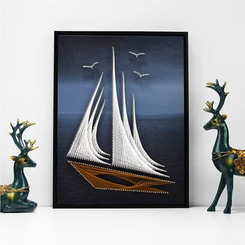 

DIY String Art Painting Home Decoration 30x40cm Nails String Sailboat Wall Decoration Gift For Housewarming Boyfriend Birthday