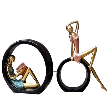 

Creative Simple Reading Girl Statue Africa Abstract Figure Art Sculpture Resin Crafts Home Office Decoration Wedding Gift R2681