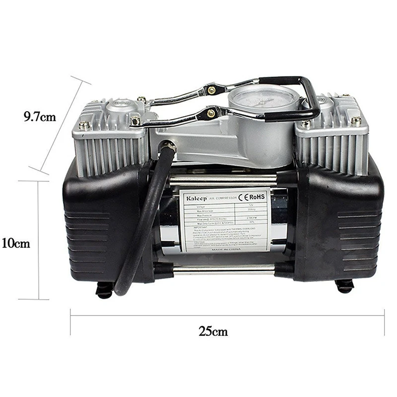 Heavy Duty 2 Cylinder 12V 150PSI Car Tyre Auto Tire Inflator Pump Air  Compressor