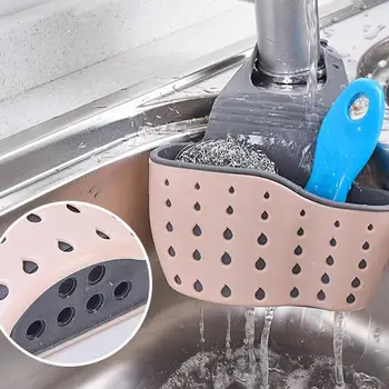 

Kitchen Organizer Sponge Storage Hanging Basket Drainer Snap Sink Drain Bag Hanging Holder Rack Bathroom 3 Color Adjustable O9M5
