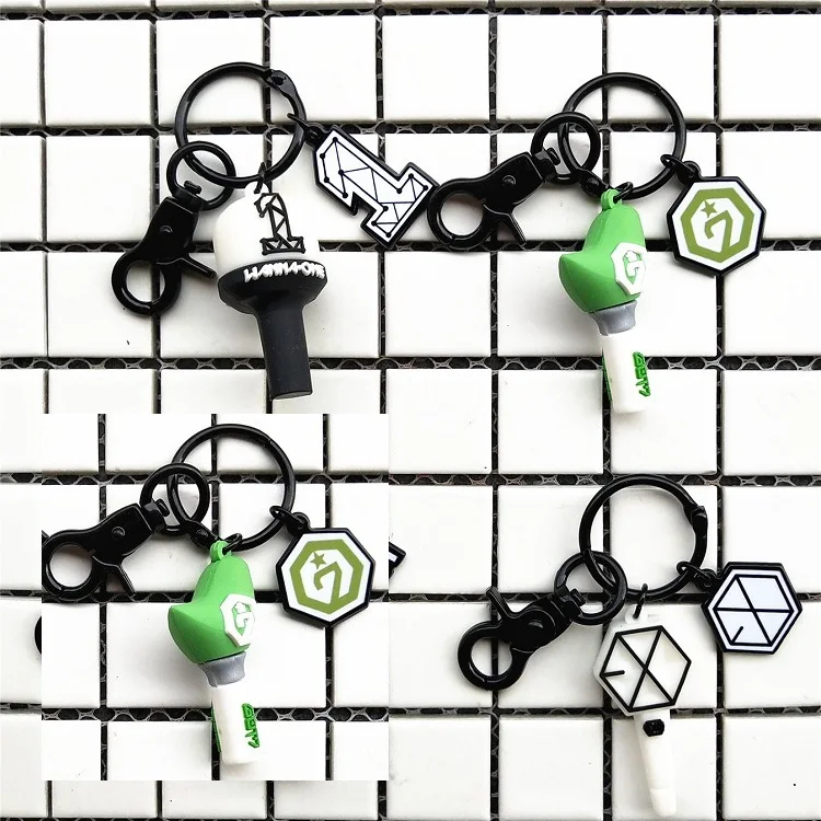 

KPOP EXO GOT7 WANNA ONE Stick Stereo Keychain Key Ring Luxury Soft Rubber Key Ring Key Chain Pendant Wholesale