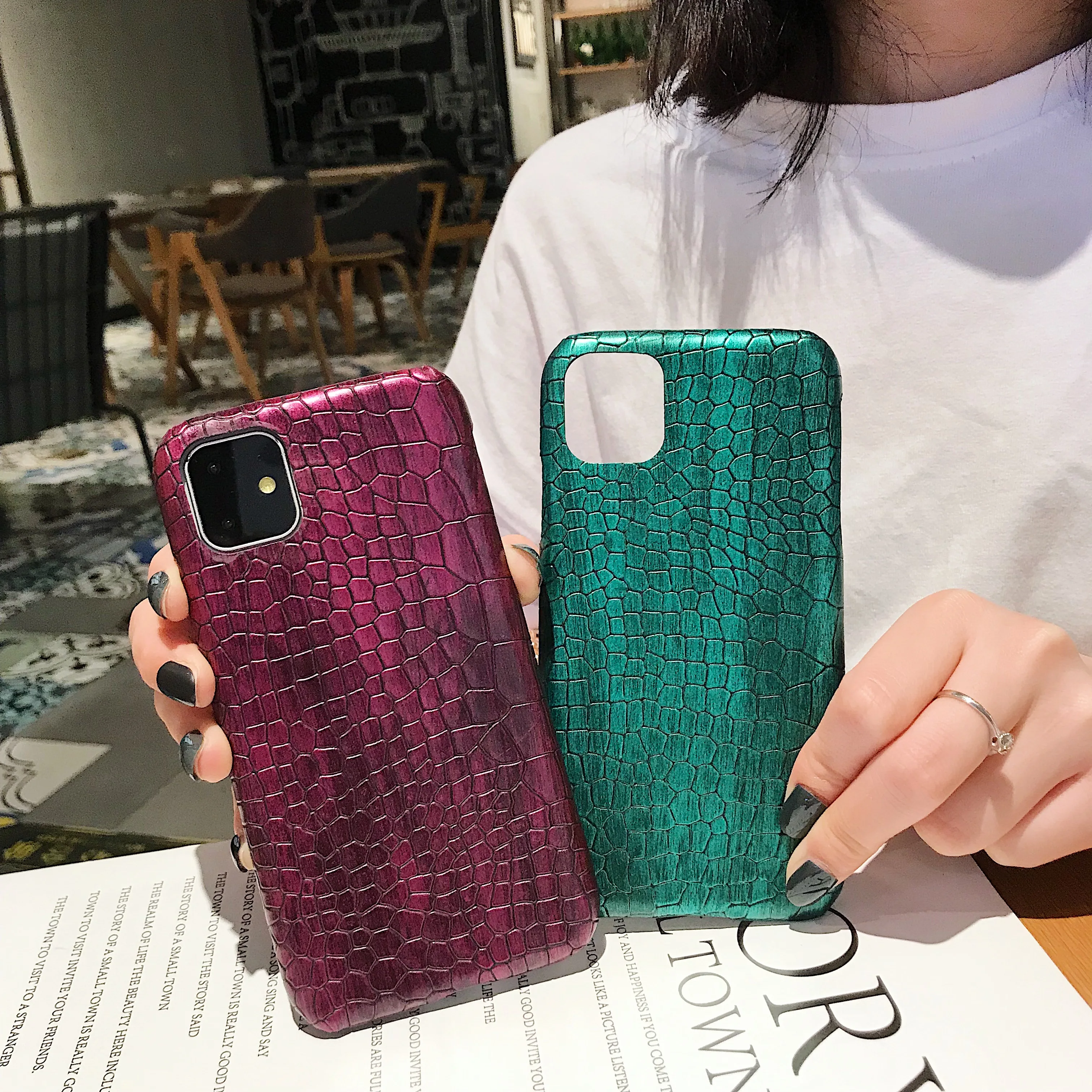 Для iPhone 6S 7 8 Plus X 12 11 Pro Max чехол с крокодиловой зеленой текстурой чехлы для