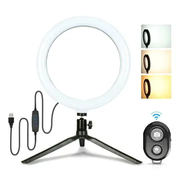 

6" Selfie LED Fill Ring Light w/Desk Tripod Stand/Remote Kit Live Stream Makeup Online Shooting video photo Camera Lighting 16CM