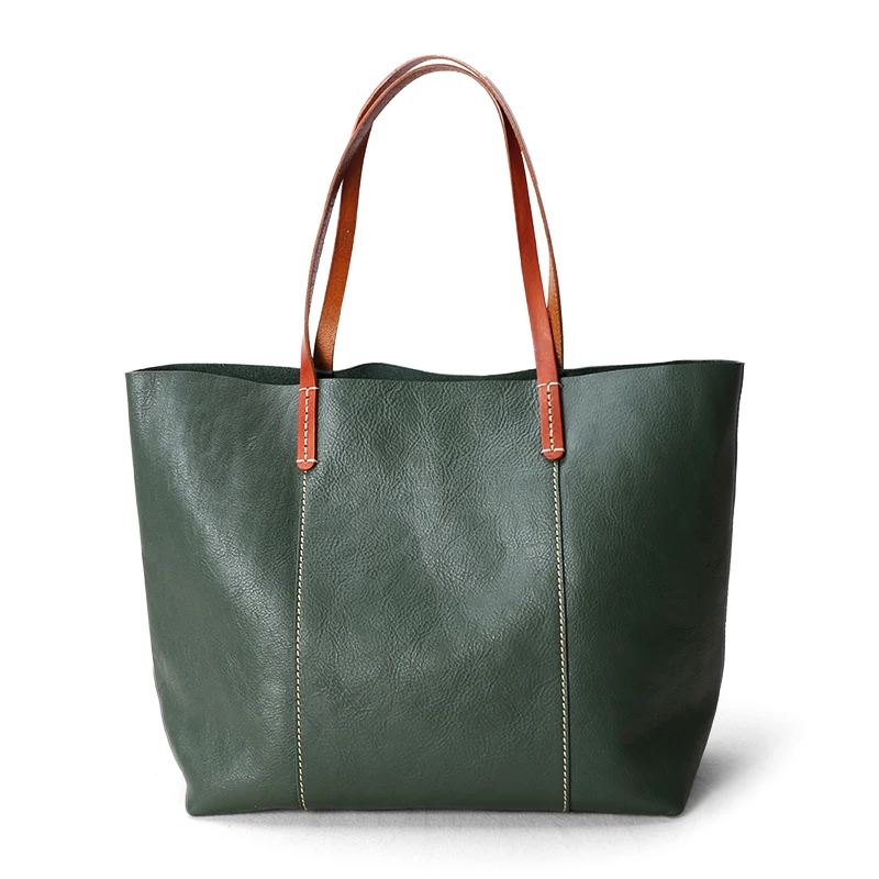 Женская сумка, роскошная сумка из натуральной кожи, Женская Повседневная сумка, женская сумка из воловьей кожи, растительного дубления, сумки через плечо для покупок - Цвет: green
