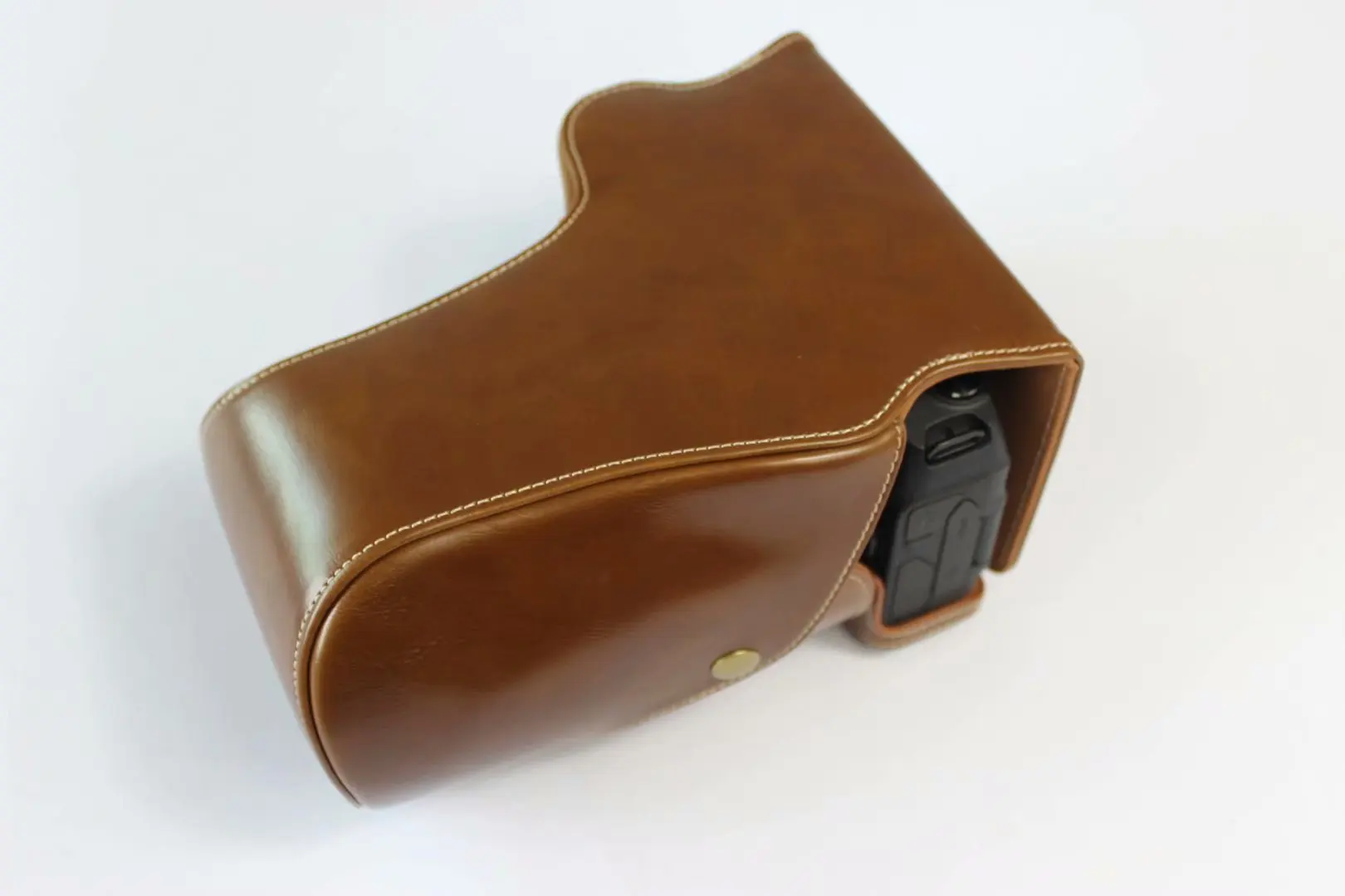 Pu Leather Camera Case Bag For Canon EOSR R EOSRP RP 24-105-45mm Lens Openning Bottom Cover With Strap Mini Pouch Wrist strap