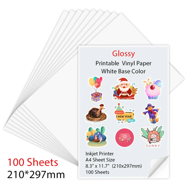 10/30/50/100Sheets A4 Transparent Printable Vinyl Sticker Paper