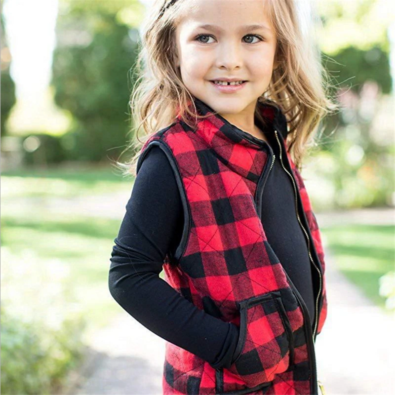 Children's warm vest for girls Winter Warm Plaid Waistcoat Thick Coat Outwear Clothes jacket 2019 new style and cheap jacket