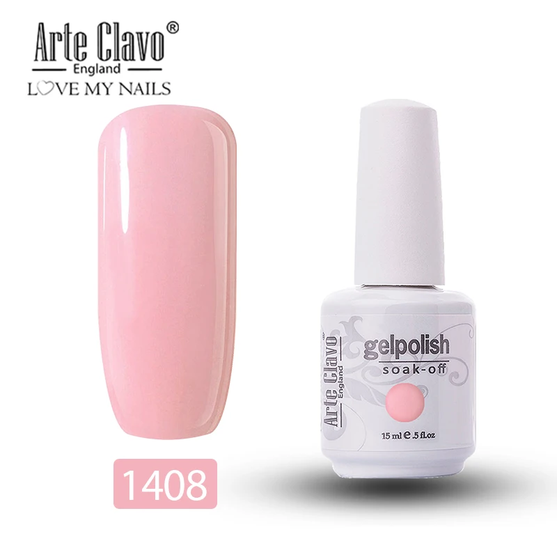 1408 Arte Clavo 15 мл 179 цветов светодиодный Гель-лак для ногтей Топ УФ-Гель-лак для ногтей Гибридный впитывающий лак для ногтей салонный лак Гель-лак - Цвет: 1408