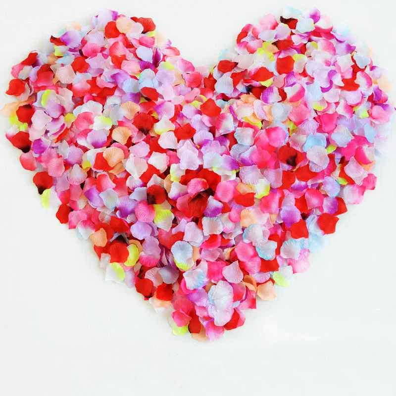 1000pcs Artificial Wedding Rose Petals Decorative Floral Polyester Wedding Roses Home Marriage Arrangement