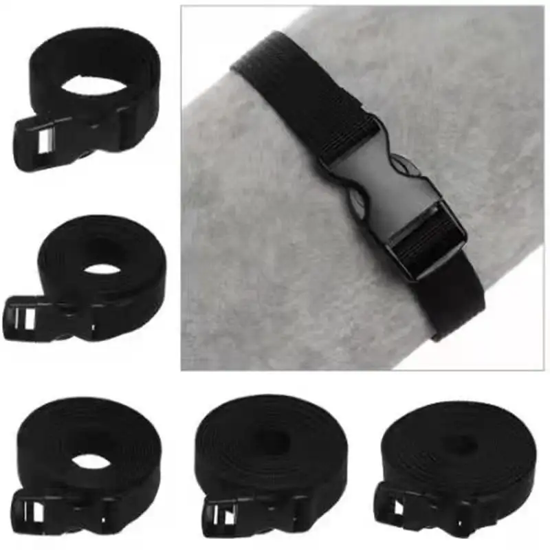 Black Durable Nylon 0.53m Travel Tied Cargo Tie Down Luggage Lash Belt