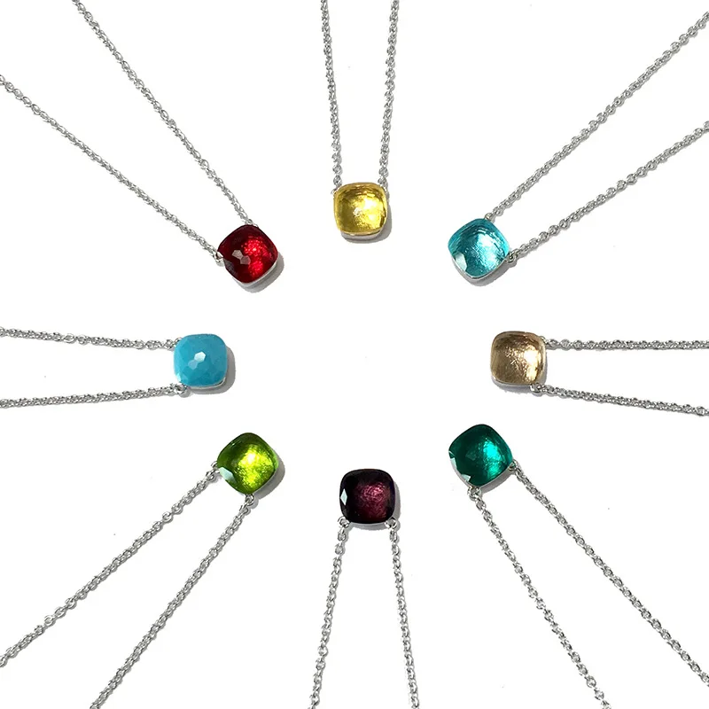 Fashion Luxury Brand Jewelry Candy-Colored Crystal Stone Necklace For Women