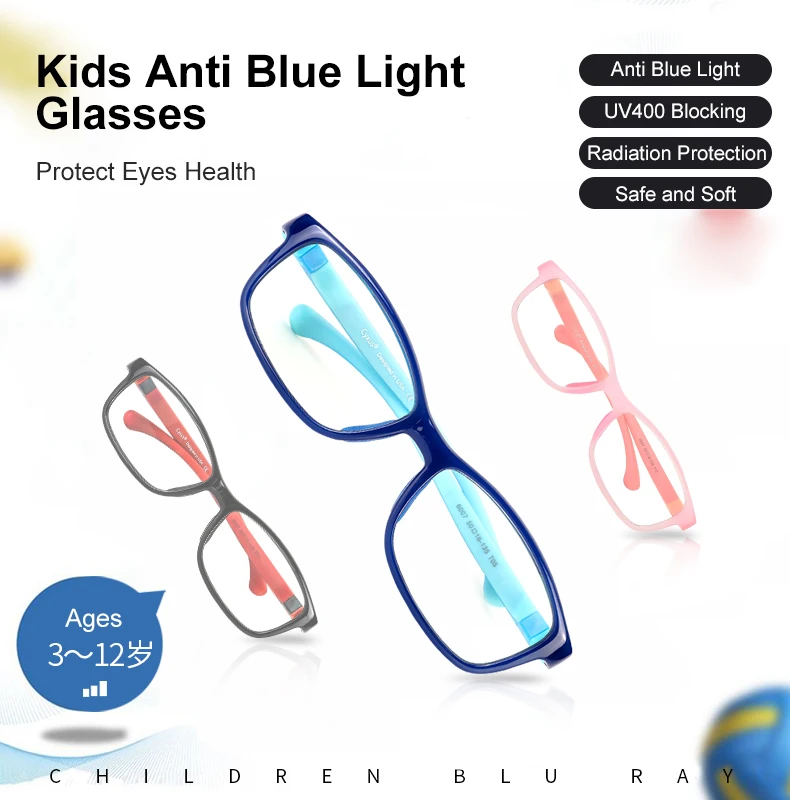 

Cyxus Anti Blue Light Glasses for Kids Computer Glasses Flexible Frame BPA-Free Silicone Nose Pad For Boys/Girls Ages 3~12 -6007