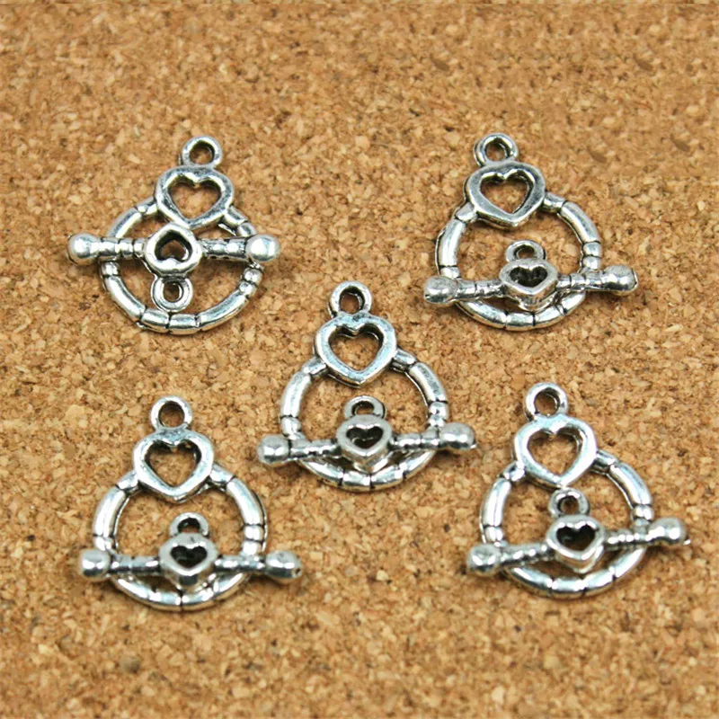 

14x18mm 10 sets Toggle Clasp Charms Pendant Antique Silver Plated Jewelry Findings For Jewelry Making Necklace Bracelet DIY