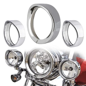 

Motorcycle Lights Bezel Frenched Ring Kit Compatible with Harley, 7 inch Headlight Trim Ring Decorate Visor + 4 1/2 inch(4.5 inc