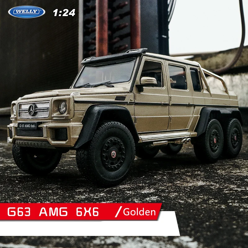 G63 AMG WELLY 1:24 Mercedes-Benz G-Class G63 6X6 модель автомобиля из сплава Модель автомобиля Моделирование Украшение автомобиля коллекция Подарочная игрушка Литье под давлением модель - Цвет: G63 AMG