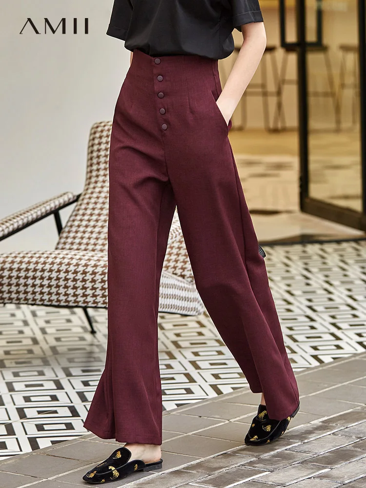 Amii Autumn Women High Waist Trousers Female Casual Solid Loose Wide Leg Pants 11840436 Amii Autumn Women High Waist Trousers Female Casual Solid Loose Wide Leg Pants 11840436