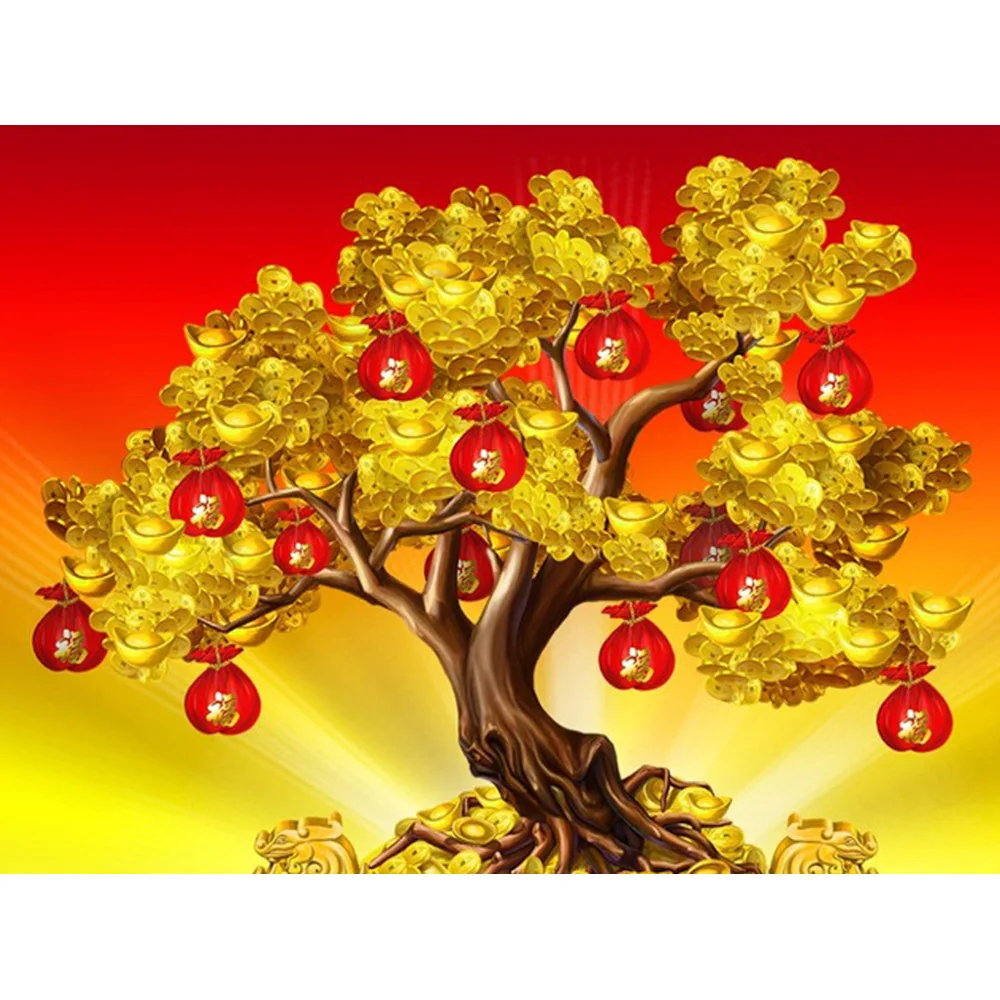 Gold Money Tree DIY Diamond Painting Full Square Drill Mosaic Ingot