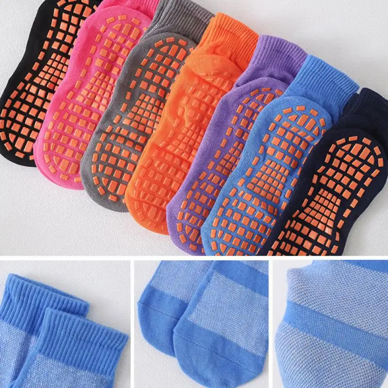Cotton Trampoline Socks Unisex Adult Child Anti Skid Floor Socks Comfortable Wear Anti-Slip Sports Yoga Foot Massage 1Pair