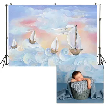 

Watercolor Gouache Backdrop Sailboat On Sea Wave Background Photo Video Background Portrait Photoshoots Wallpaper Kids Pictures